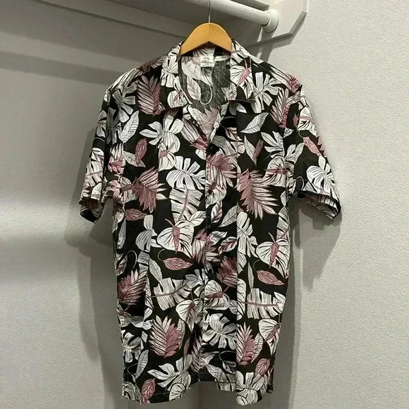 Men’s olive green and rose pink palm print Hawaiian shirt size: xxl - Picture 1 of 3